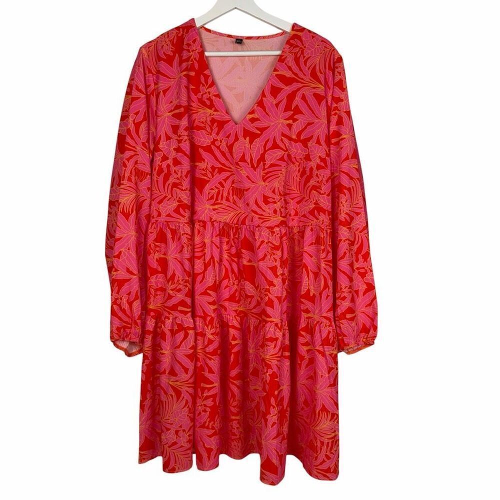 Bright Pink Orange Resort Beachy Dress size XL